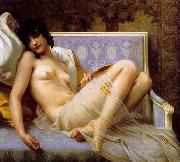 Guillaume Seignac Young-woman-on-a-settee oil
